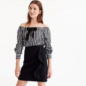 J. Crew Black Ruffle Skirt Small Like New